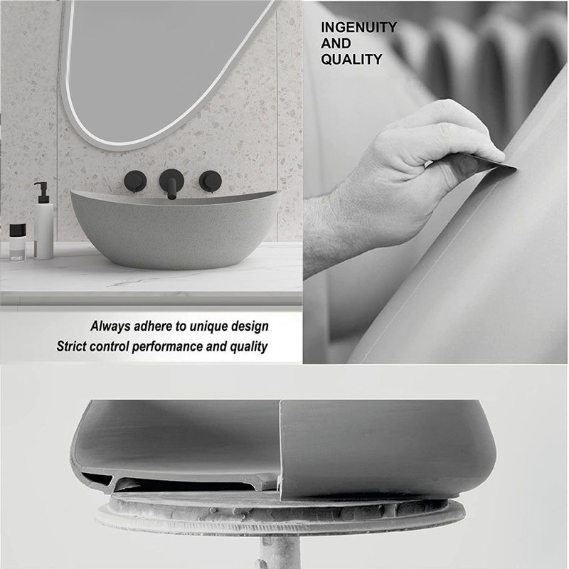 Schnappi 14'' Gray Concrete Oval Bathroom Sink