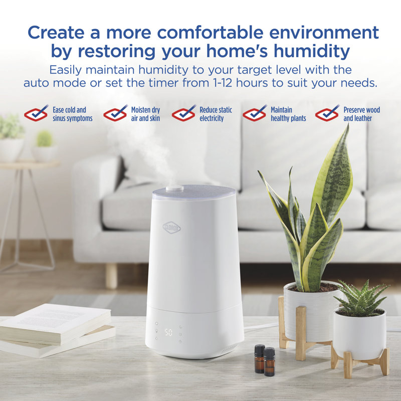 White Ultrasonic Cool Mist Humidifier with UV LED Light