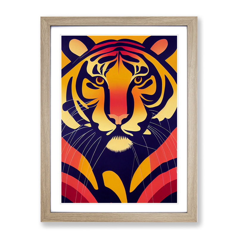 Tiger - Framed Print, Oak, 64cm H x 46cm W x 2cm D