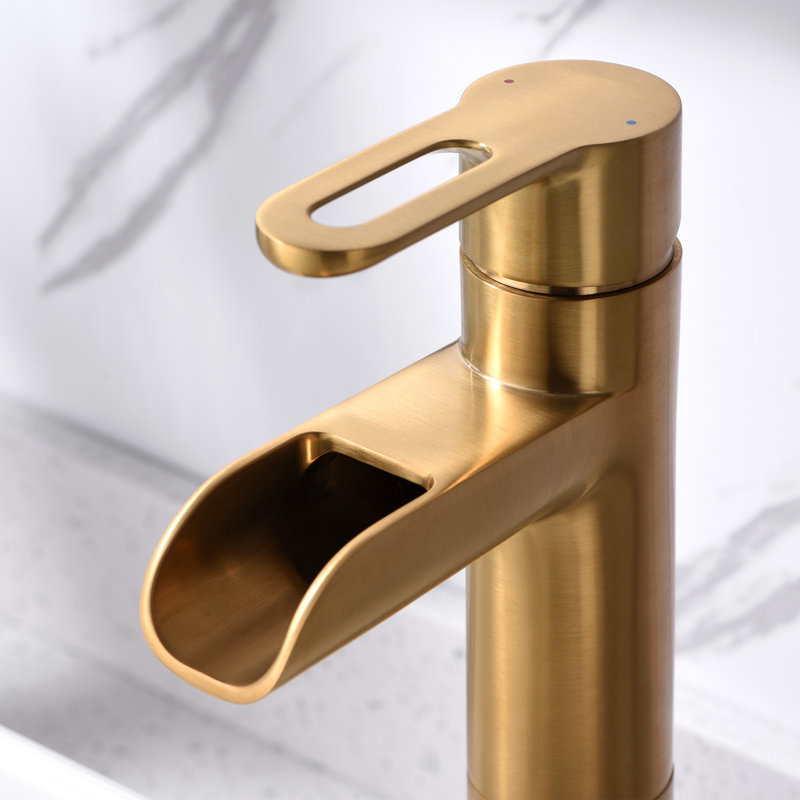Vessel Sink Bathroom Faucet with Drain Assembly, Brushed Gold