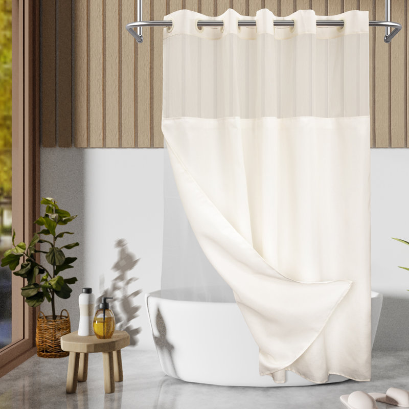 Ensemble de rideau de douche Bartek, Crème, crème, H 86 po x l 71 po