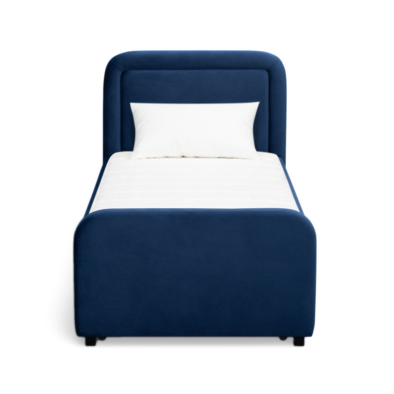 Lit gigogne Briella en velours bleu marine, Blue