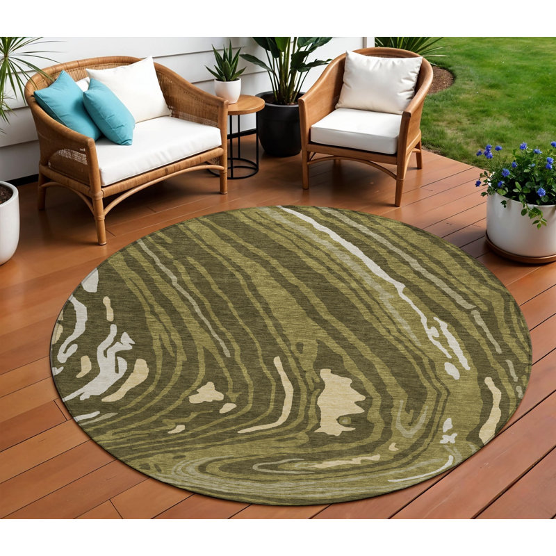 Tapis rond 8 po Olive Green