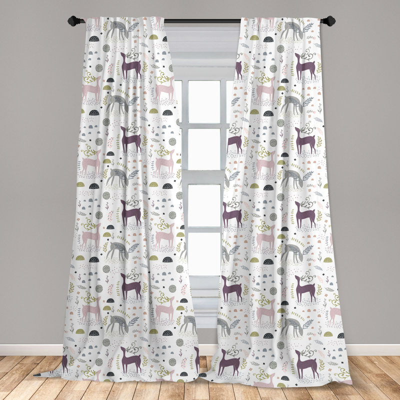 Enchanted Woodland Creatures Multicolor Polyester Rod Pocket Curtain Panels
