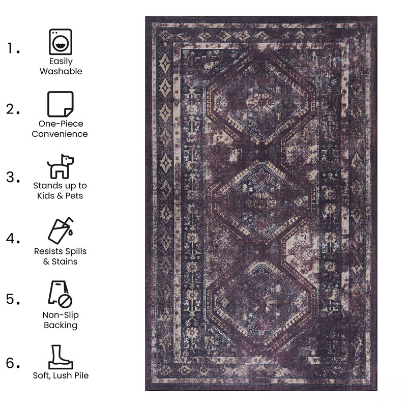 Washable Rug 8X10 Area Rug, Rectangle 8' x 10'
