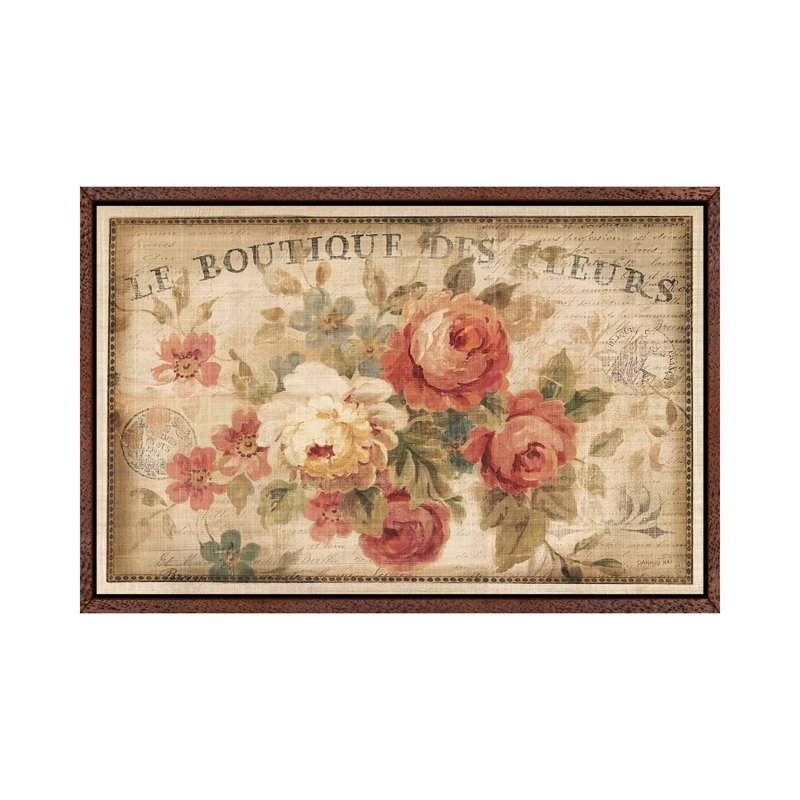 Parisian Flowers III - Print on Canvas, 101.6 cm H x 66.04 cm W, Classic Wood Floater Framed