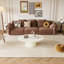 Guyii Cream White Pedestal Oval Coffee Table, Low Coffee Table for Small Spaces