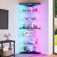 Vitrine de 71 po de haut avec lumières à capteur RVB, vitrine d'angle en verre avec serrure-129239000