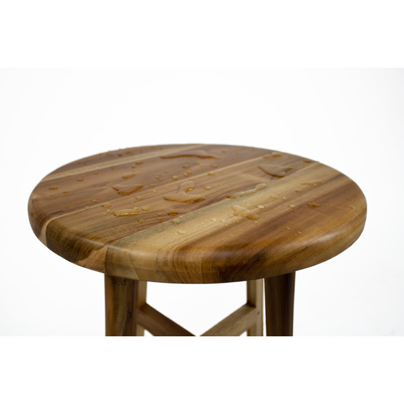 EcoDecors Shoji Teak Shower Stool 18" High Solid Teak Wood Shower Stool/Seat in Earthy Teak