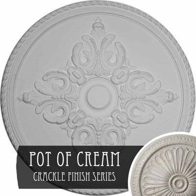 Endurathane Milton Ceiling Medallion, 40 5/8"OD x 1 3/4"P (Fits Canopies up to 7 7/8"), Hand-Painted Pot of Cream Crackle Finish