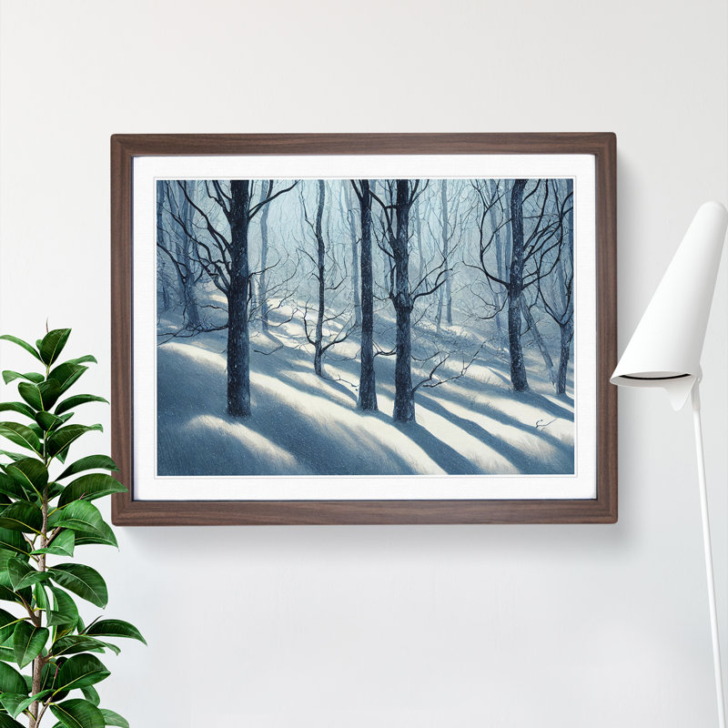 Revered Winter Forest - Single Picture Frame Painting, 25cm H x 34cm W x 2cm D, Walnut Framed