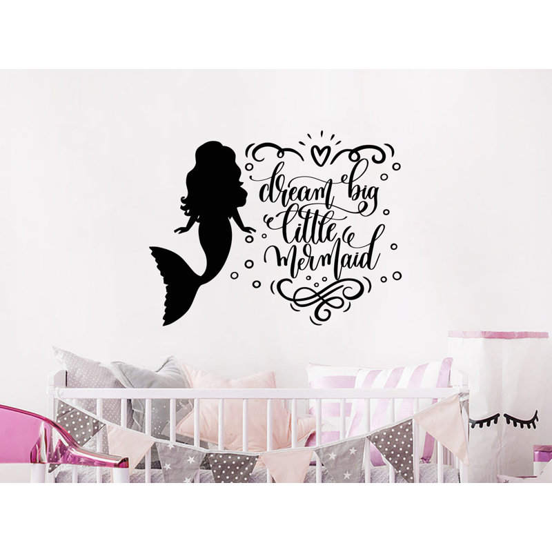 Autocollant mural Dream Big Little Mermaid, Noir