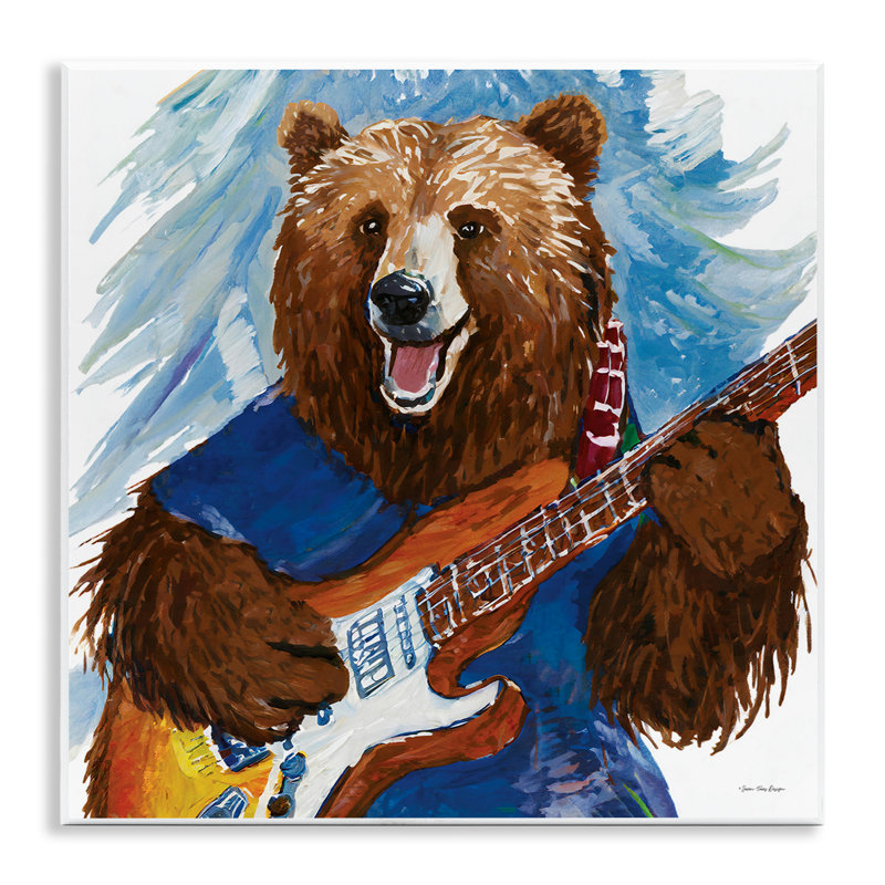 Bear Playing Guitar Wall Plaque Art by Seven Trees Design