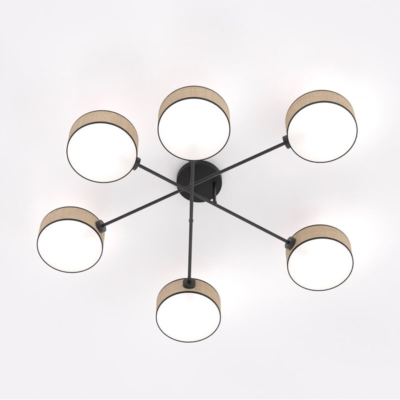 Spandrel Flush Mount, Brown, Rattan