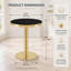 Table d'appoint ronde moderne 23,6 po, plateau en panneau de fibres à densité moyenne avec bordure en acier inoxydable doré et base piédestal