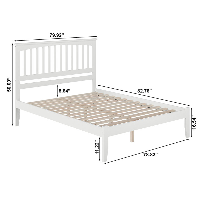 Lit plateforme en bois massif Huntsville, Très grand lit, Blanc