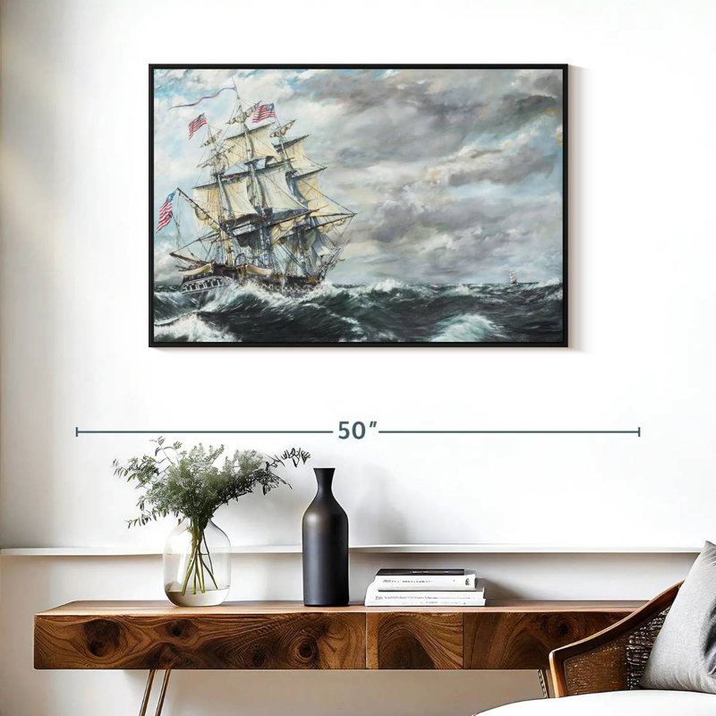 Tête de frégate USS Constitution pour frégate, Cadre flottant noir, 37 po x 25 po