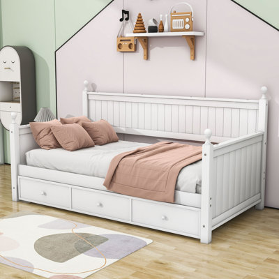 Demaya Twin Size Daybed Wood Bed with Three Drawers