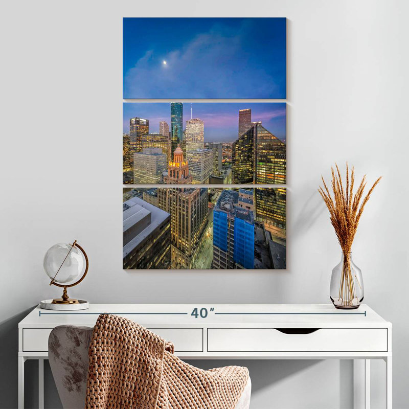 Paysage urbain du centre-ville de Houston Sirci, H 32 po x l 20 po
