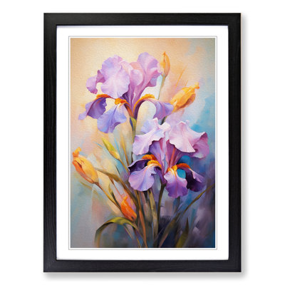 Iris Flower Impressionism - Single Picture Frame Print on Wood