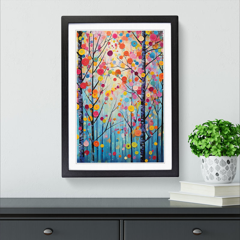 Spring Forest Abstract No.2 - Single Picture Frame Print on Wood, 46cm H x 34cm W x 2cm D, Black