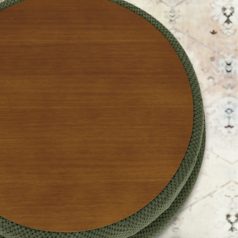 Table basse ronde avec repose-pieds 25 po avec couvercle réversible, Vert foncé