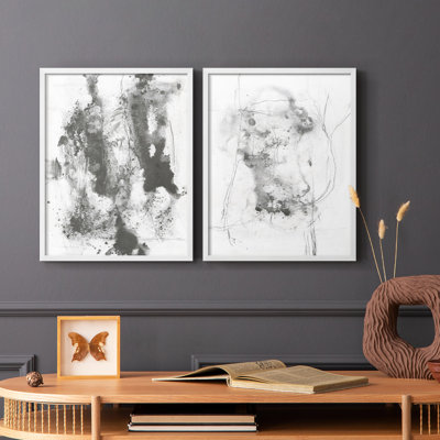 Graphite Abstract III - reproduction encadrée de qualité supérieure - prête à être accrochée - aucun clou requis - aucun clou requis