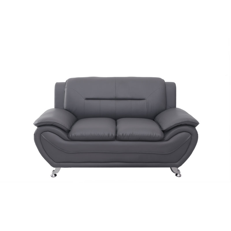 Sanuel 61.3'' Faux Leather Loveseat, Gray Faux Leather