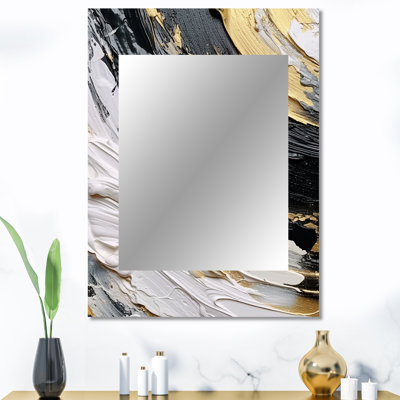 Or noir, spirale illusions II - grand miroir mural abstrait en spirale