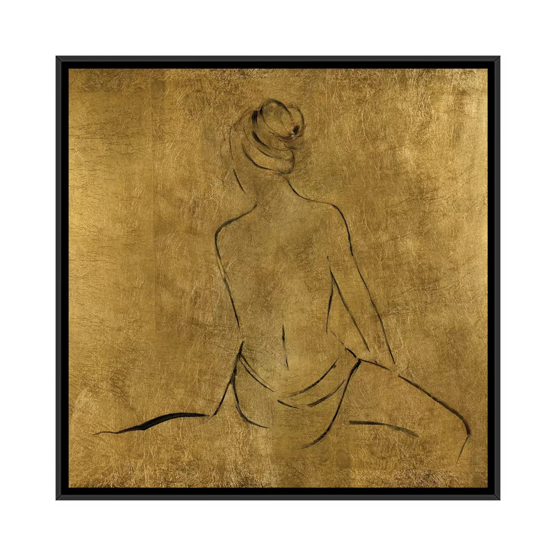 «Golden Bather II» par Sally Swatland - reproduction d'art, Toile avec cadre noir, Pas de tapis, H 26 po x l 26 po x P 1,5 po