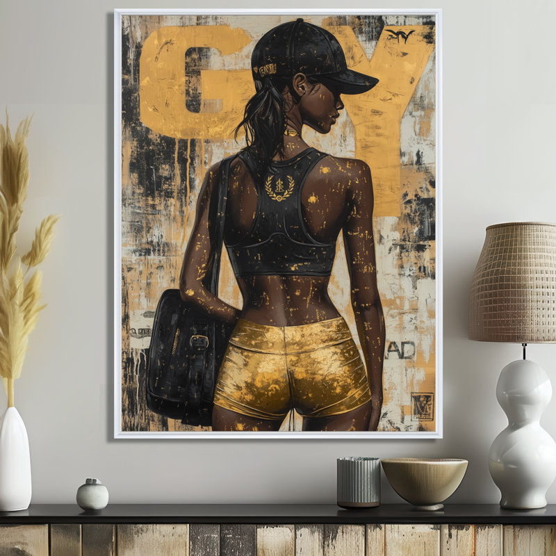 Gym Model Peak Performance I - Fashion Gym Girl, reproduction d'art murale, Cadre flottant blanc, H 20 po x l 12 po