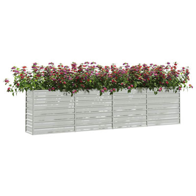 Kavneet Raised Garden Bed Raised Flower Bed Galvanized Steel Planter Silver