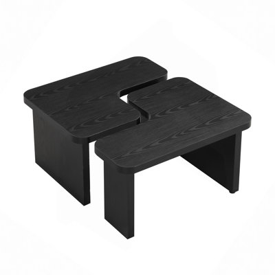 47.24*23.62 Inch And 35.43*31.49 Inch Rectangle Wood Detachable Coffee Table, Single L Shape Farmhouse Coffee Table For Dining Room, Garden