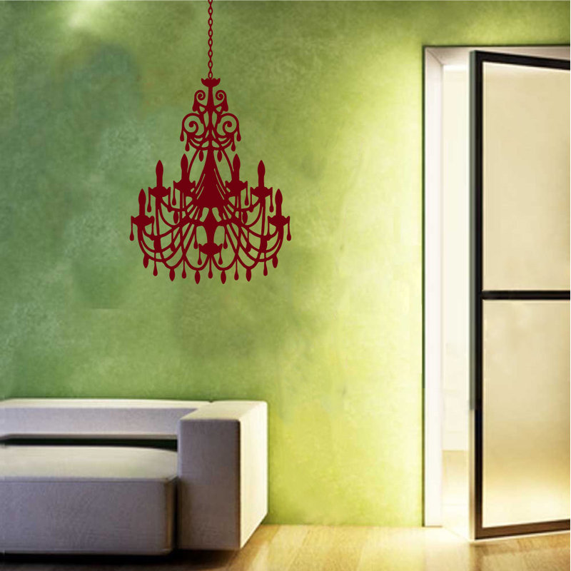 Décalcomanie murale lustre ornée, Bourgogne, H 24 po x l 16 po x P 0,01 po