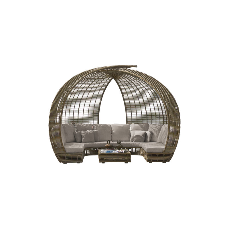 Sparta Outdoor 8 - Seat Patio Sectional, Kubu Mushroom, Canvas Taupe Sunbrella® Canvas