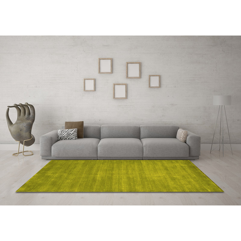 Tapis contemporains jaunes 84 lavables à la machine, Carré 8 pi