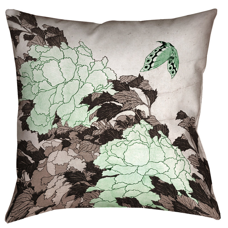 Housse de coussin Katsushika Hokusai, 18 po x 18 po, Vert