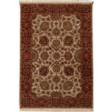 Wool Oriental Area Rug in Ivory/Red