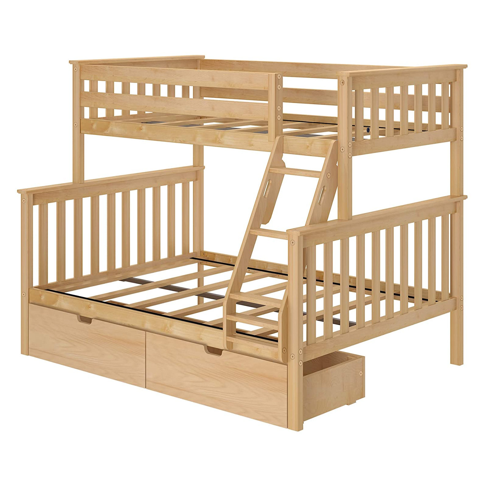 Bolles Kids Bunk Bed with Drawers, Natural, Twin over Twin