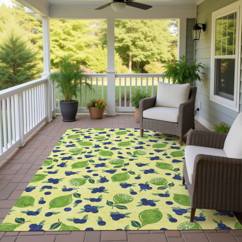 Machine Washable Indoor/Outdoor Bourkelands ACN2354 Fruits Rug, Rectangle 5' x 7'6"