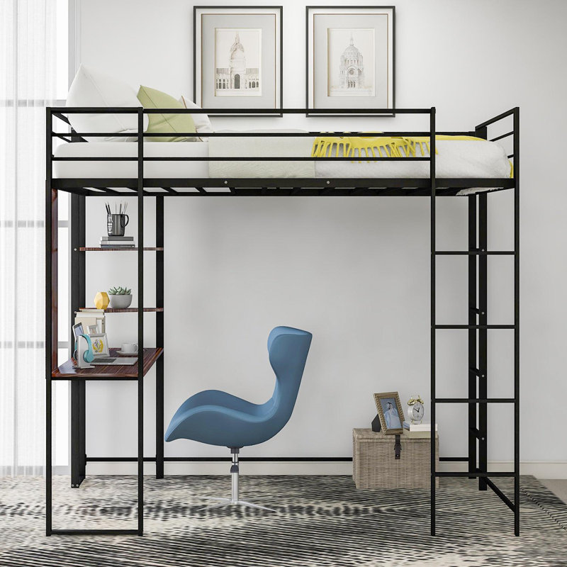 Lit mezzanine avec bureau intégré Abington, Complète, Noir