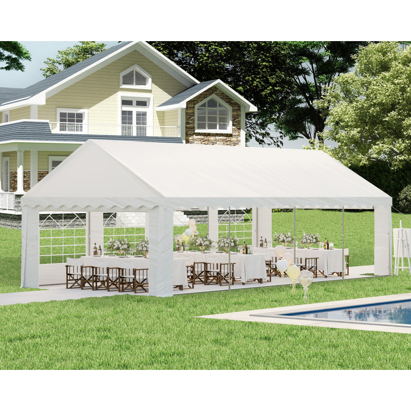 13Ft X 26Ft Canopy with Rolled Sidewalls,White, 13 (ft.) x 26 (ft.), White