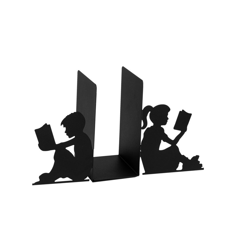 Serre-livres en métal durable, noir, 15,9 po x 5,5 po x 8,7 po | Fabrication 100% métal, épaisseur: 0,05 pouce | Parfait pour organiser des livres et des magazines dans la maison et le bureau, conception robuste et élégante