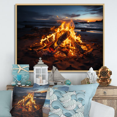 «Alvaretta Coastal Beachside Bonfire I», reproduction sur toile