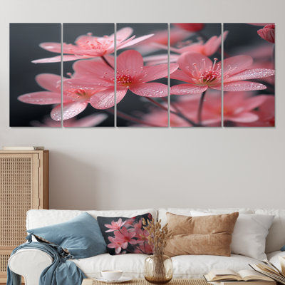 «Pink Grey Garden Whimsy», art mural cerisiers en fleurs