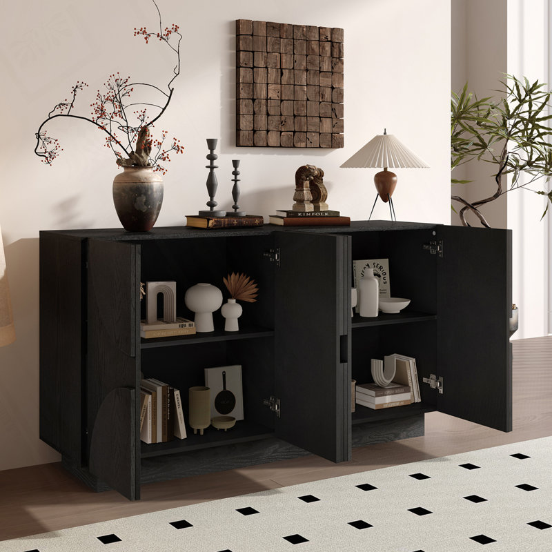 Armoire de rangement 4 portes avec tablettes réglables, Noir