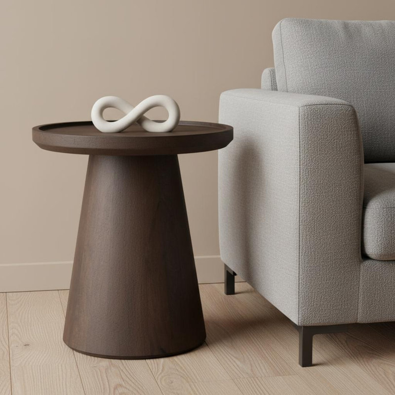 19" Dark Brown Solid Wood Tray Table