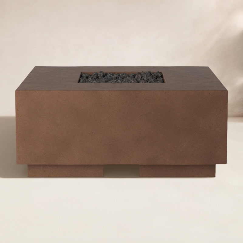 Donovan Outdoor 42" Concrete Propane Fire Pit Table, Clay Concrete