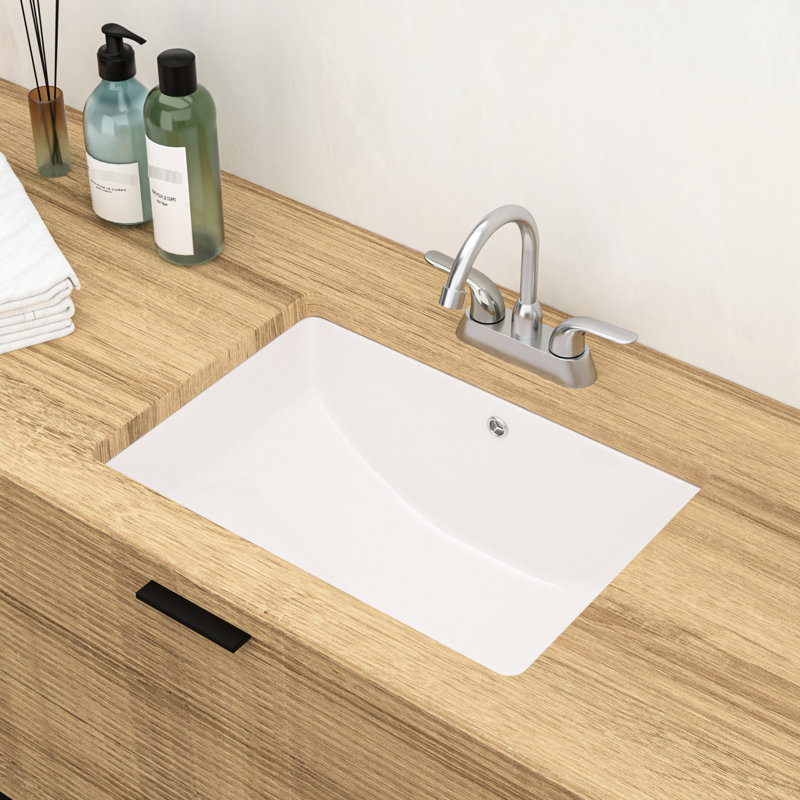 Lavabo de salle de bain encastré en céramique blanche avec trop-plein - Teinture, pour le bureau et différentes utilisations