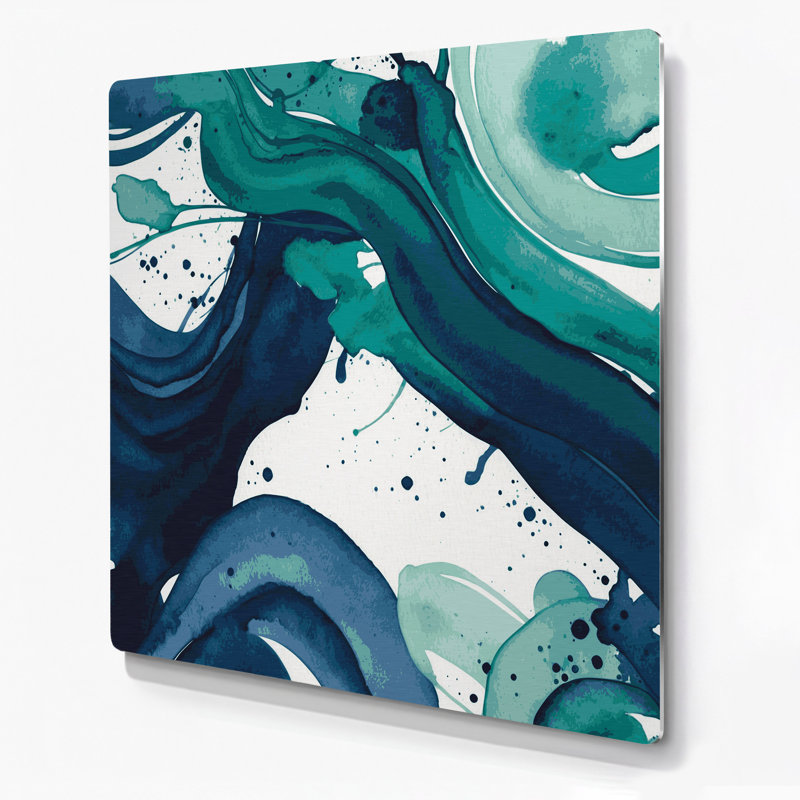 Aquarelle abstraite, art mural en métal bleu 11, H 12 po x l 12 po